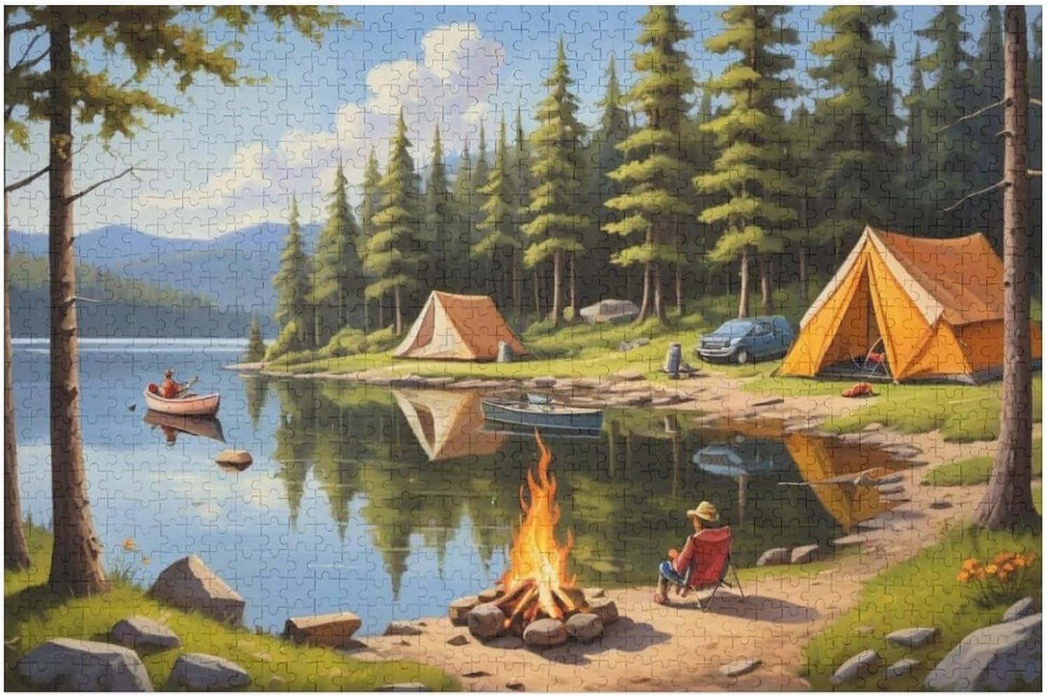 Lakeside Camping Impossible Puzzle for Adult and Kids Hard Challenge Puzzle Recycled 1000 PCS Jigsaw Puzzles Challenging Game Home Decor Birthday Party Gift