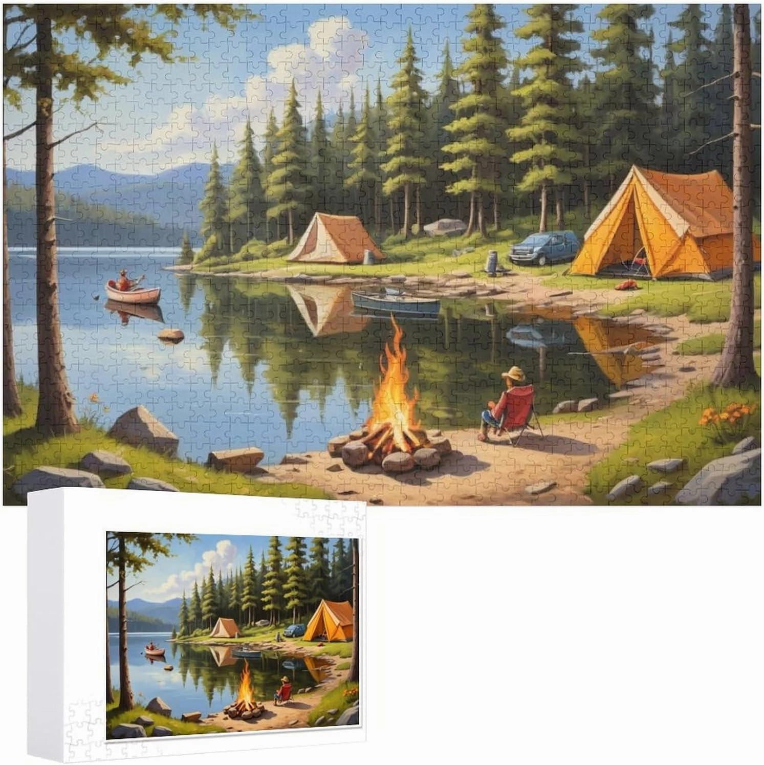 Lakeside Camping Impossible Puzzle for Adult and Kids Hard Challenge Puzzle Recycled 1000 PCS Jigsaw Puzzles Challenging Game Home Decor Birthday Party Gift