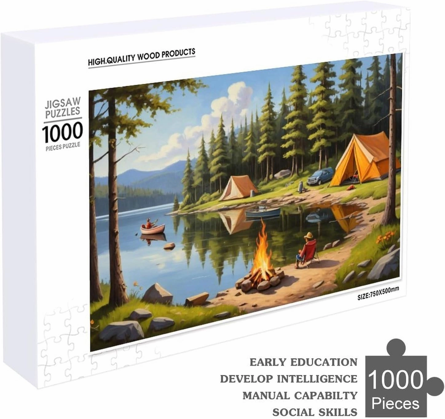Lakeside Camping Impossible Puzzle for Adult and Kids Hard Challenge Puzzle Recycled 1000 PCS Jigsaw Puzzles Challenging Game Home Decor Birthday Party Gift