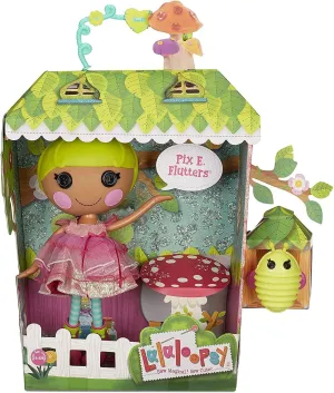 Lalaloopsy Doll- Pix E. Flutters & Pet Firefly, 13" Fairy Doll with Florescent Yellow Hair, Pink Outfit & Accessories, Reusable House Playset- Gifts for Kids, Toys for Girls Ages 3 4 5  to 103 Years