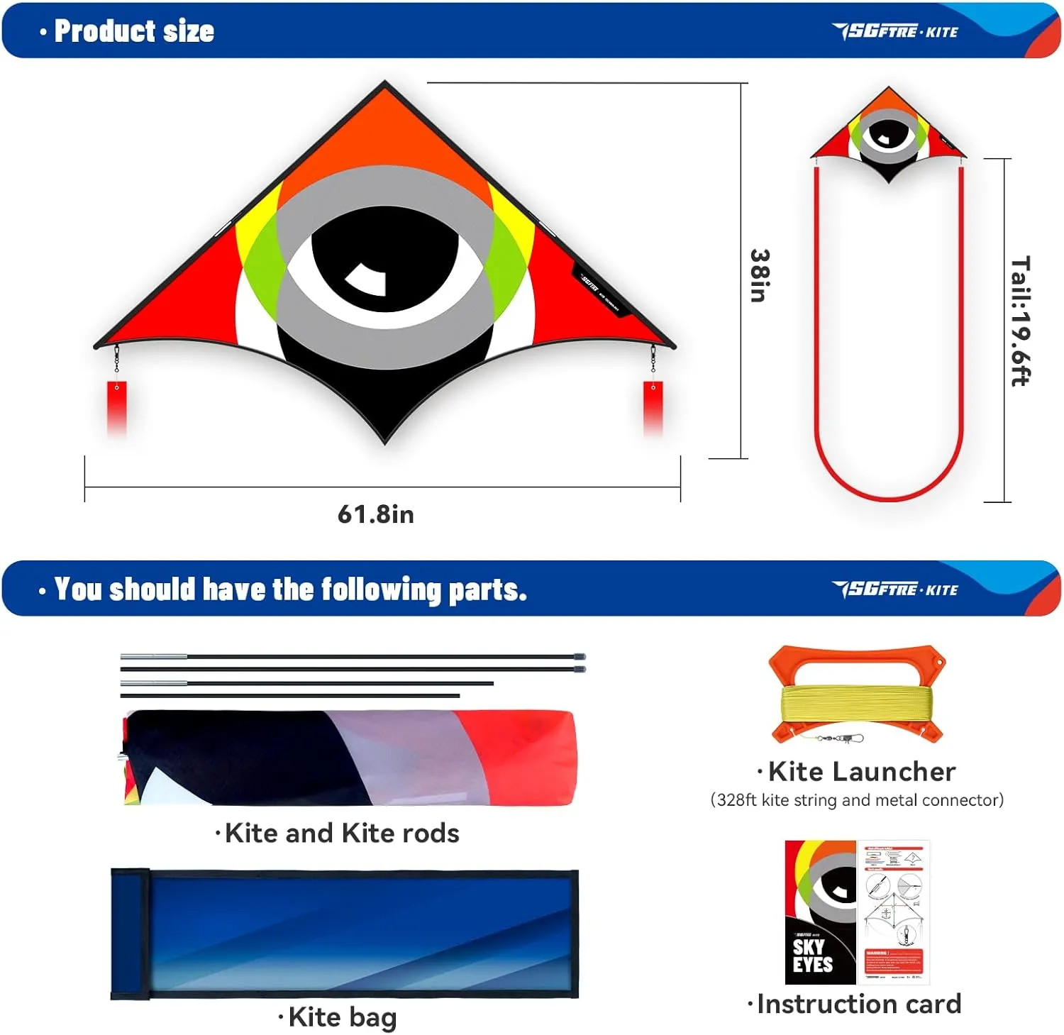 Large Delta Kites Flying Toys Easy to Fly，Kites Flying Toys for Kids & Adults，Beach Kite for Family Outdoor Activities(Eye of The Sky red, 1)