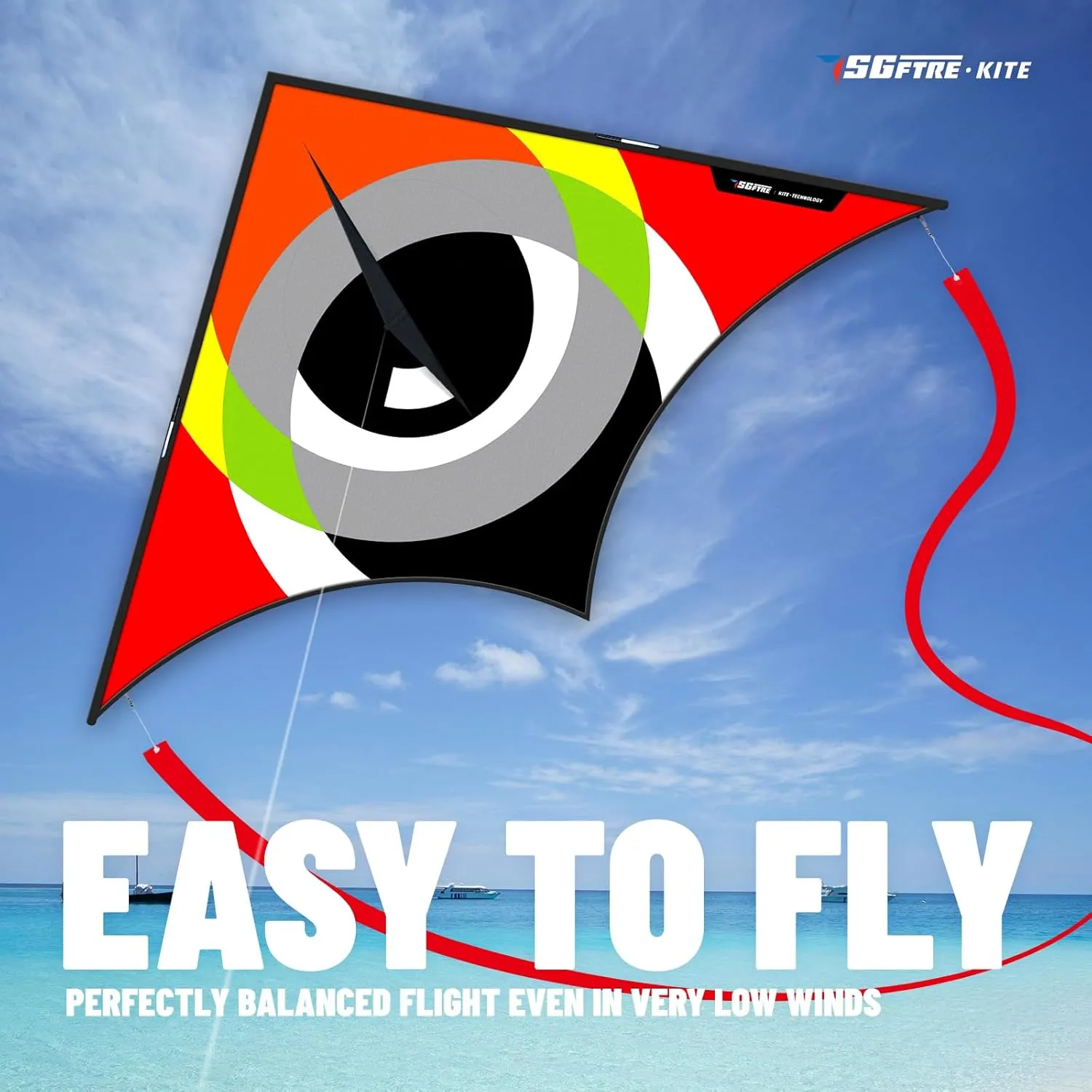 Large Delta Kites Flying Toys Easy to Fly，Kites Flying Toys for Kids & Adults，Beach Kite for Family Outdoor Activities(Eye of The Sky red, 1)