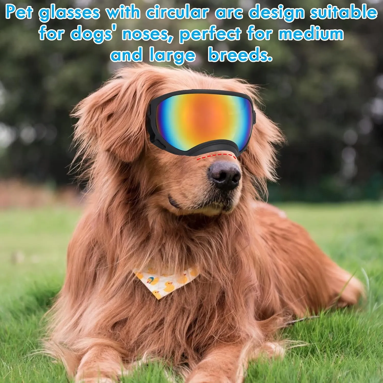 Large Dog Sunglasses, UV Protection Pet Goggles with Adjustable Strap for Large and Medium Dogs