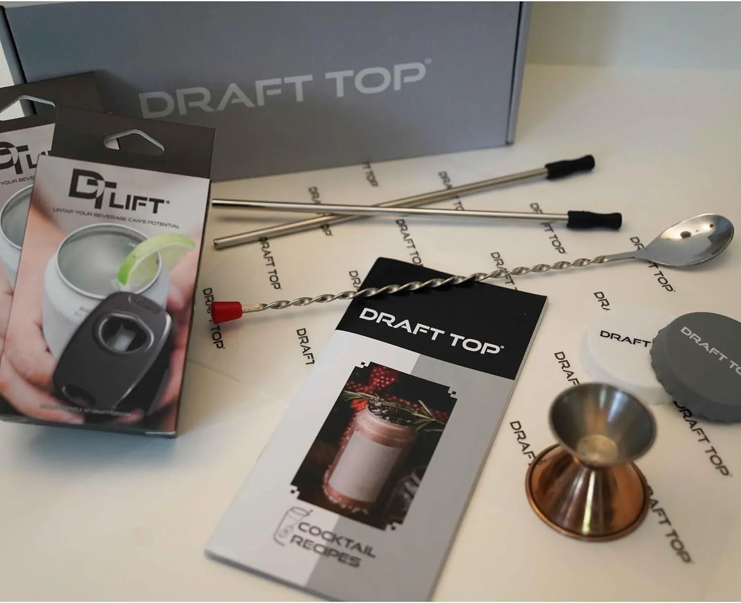 Large Gift Box – Topless Can Opener Set For Beer & Cocktail Lovers – Includes 2 Draft Top Lift Universals, Cocktail Tools, Can Covers & More – Perfect For Holidays, Tailgates, & Parties