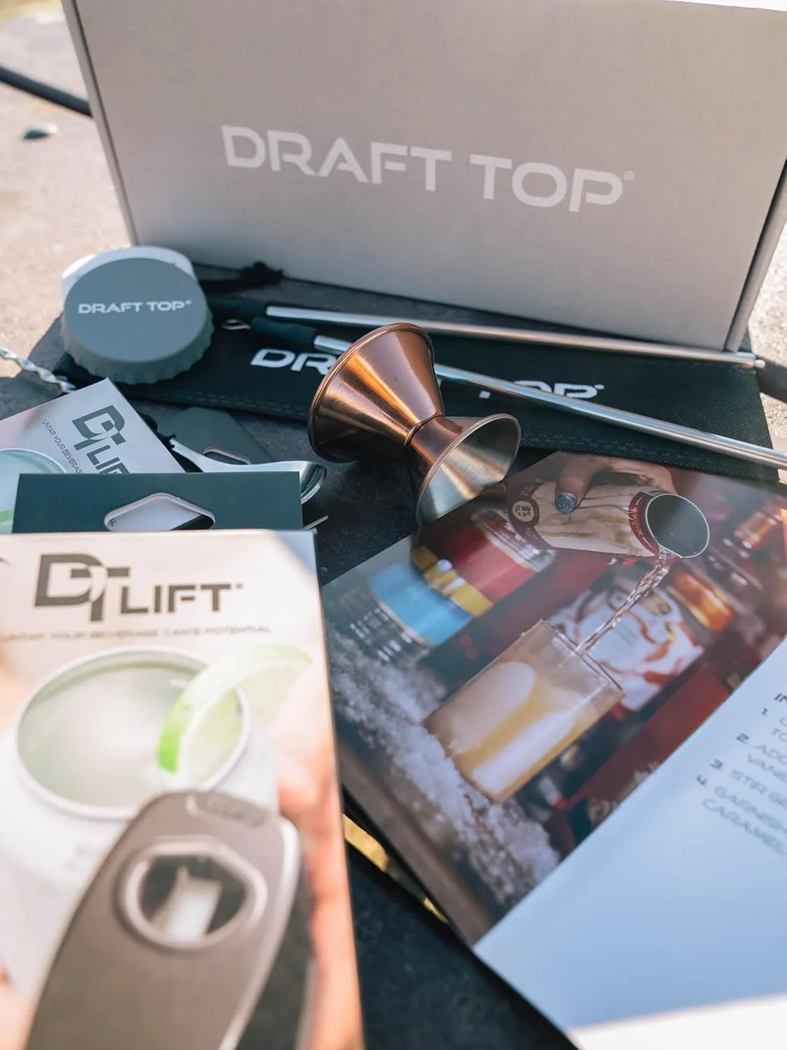 Large Gift Box – Topless Can Opener Set For Beer & Cocktail Lovers – Includes 2 Draft Top Lift Universals, Cocktail Tools, Can Covers & More – Perfect For Holidays, Tailgates, & Parties