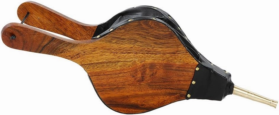 Large Fireplace Bellows, Wood, Black, Brass