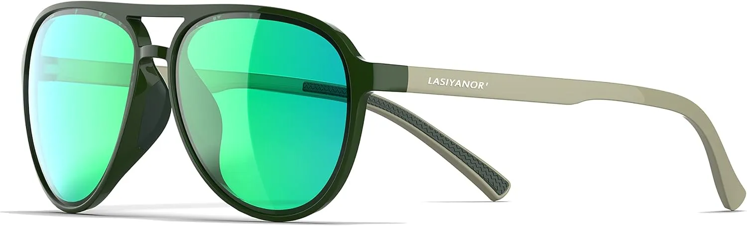 Lasiyanor Lightweight TAC Polarized Tinted Classic Vintage Retro 70s Sunglasses, TR-90 Frame for Women Men, UV 400 Protection