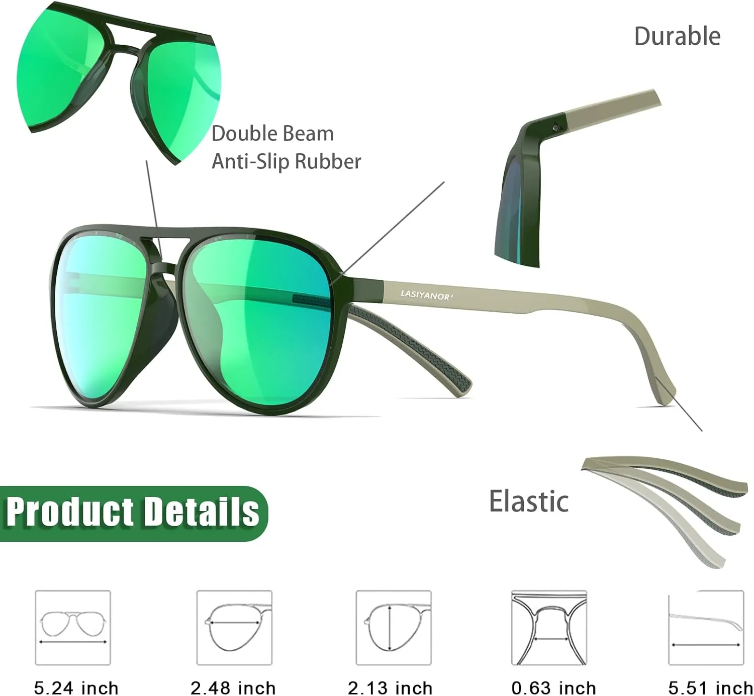 Lasiyanor Lightweight TAC Polarized Tinted Classic Vintage Retro 70s Sunglasses, TR-90 Frame for Women Men, UV 400 Protection