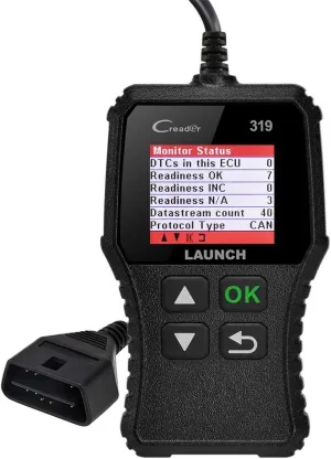 LAUNCH OBD2 Scanner Engine Fault Code Reader, CR319 Code Reader Scanner, CAN Diagnostic Scan Tool Supports DTC Lookup, Mode6 O2 Sensor for OBDII Protocol Cars Since 1996 Black