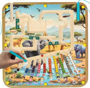 Laviecoplayland Magnetic Maze Board for Toddlers 1-3 - Montessori Magnetic Colors and Numbers Maze for Kids Ages 3-5, Magnet Puzzle, Magnet Mazes Magnets Board, Magnetics Color Sorting Boards, Animals