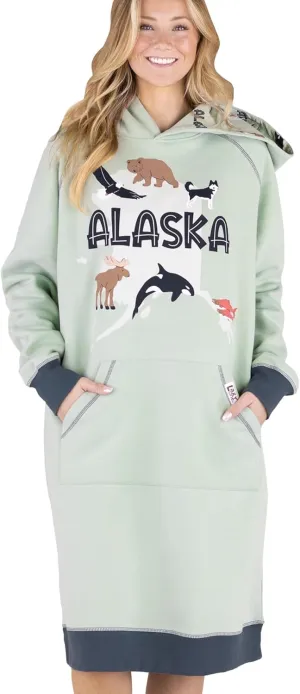 Lazy One Oversized Hoodie Sweatshirt, Comfortable Sleepwear, Sweater Dress for Women