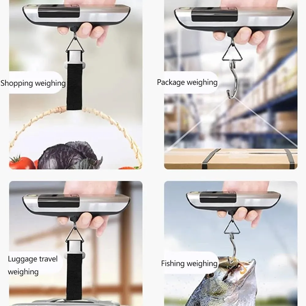 LCD Digital Luggage Scale 50kg Portable Electronic Scale Weight Balance Suitcase Travel Bag Hanging Scale with Tape