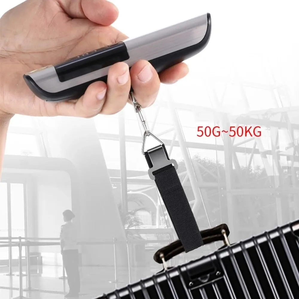 LCD Digital Luggage Scale 50kg Portable Electronic Scale Weight Balance Suitcase Travel Bag Hanging Scale with Tape