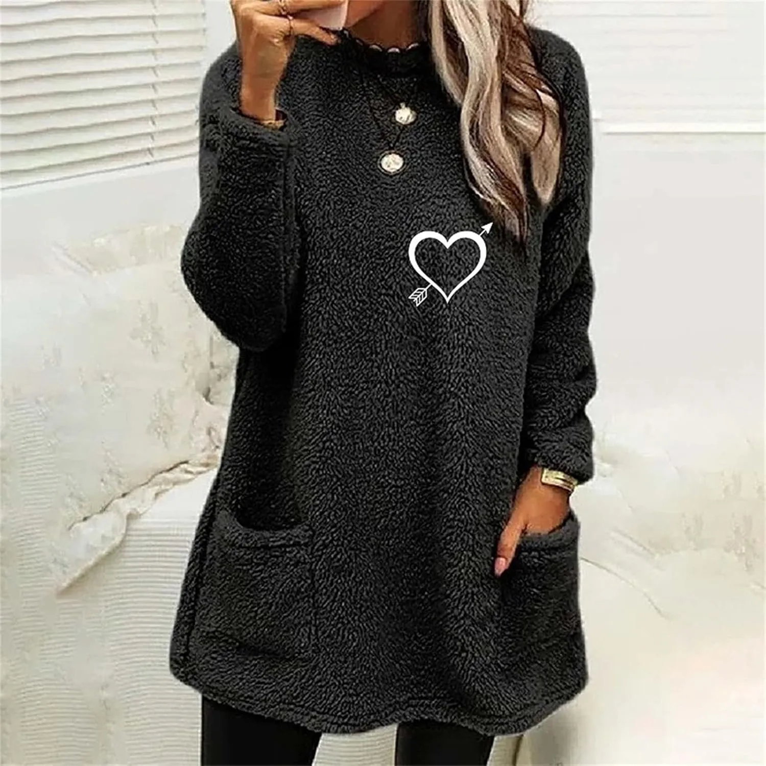 LCMTWX Winter Warm Fleece Pullover Sweatshirt Women Thickening Plus Size Coat Jacket Casual Plus Size Loose Coat Casual