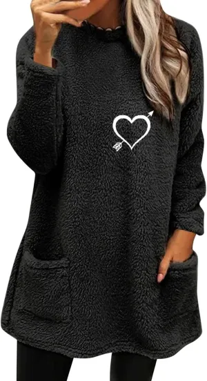 LCMTWX Winter Warm Fleece Pullover Sweatshirt Women Thickening Plus Size Coat Jacket Casual Plus Size Loose Coat Casual