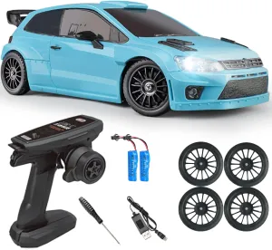 LD2801 1/28 Mini RC Drift Car GTR 2.4GHz 4WD RTR with 4PCS Drift Tires Racing Radio Control Cars (Blue2)