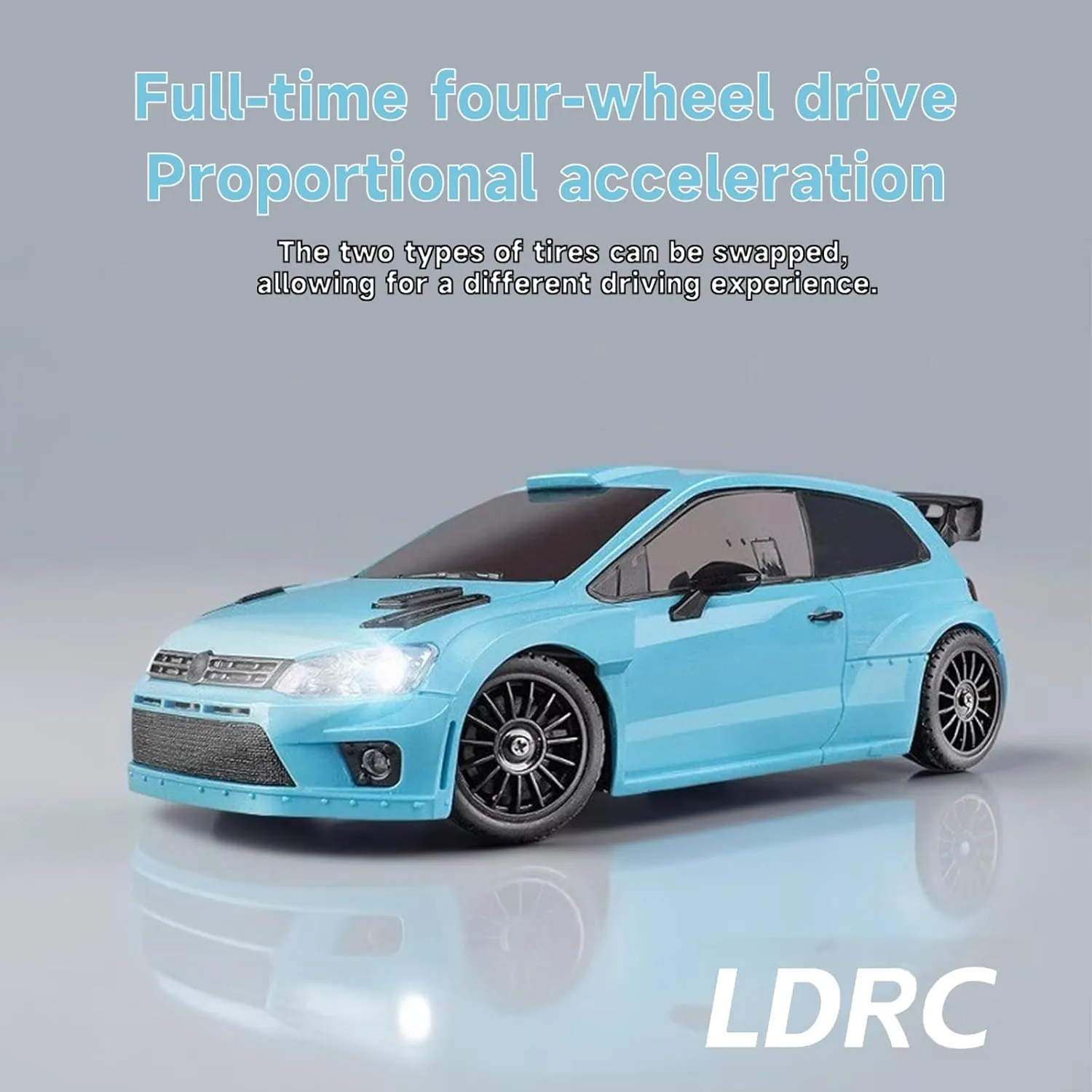 LD2801 1/28 Mini RC Drift Car GTR 2.4GHz 4WD RTR with 4PCS Drift Tires Racing Radio Control Cars (Blue2)