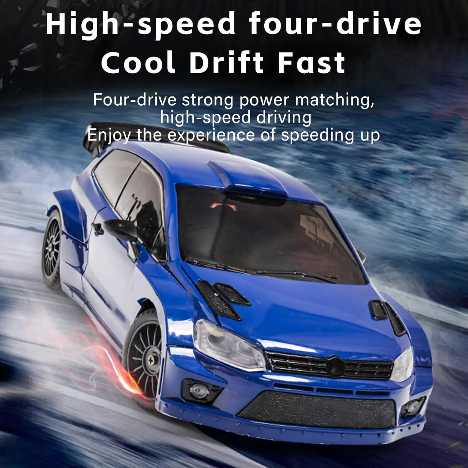 LD2801 1/28 Mini RC Drift Car GTR 2.4GHz 4WD RTR with 4PCS Drift Tires Racing Radio Control Cars (Blue)