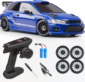 LD2801 1/28 Mini RC Drift Car GTR 2.4GHz 4WD RTR with 4PCS Drift Tires Racing Radio Control Cars (Blue)