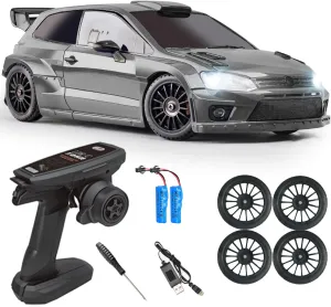 LD2801PRO 1/28 Mini RC Drift Car GTR 2.4GHz 4WD RTR with Gyro and 4PCS Drift Tires Racing Radio Control Cars (Silvery)