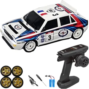 LD2803PRO 1/28 Mini RC Drift Car GTR 2.4GHz 4WD RTR with Gyro and 4PCS Drift Tires Racing Radio Control Cars (White)