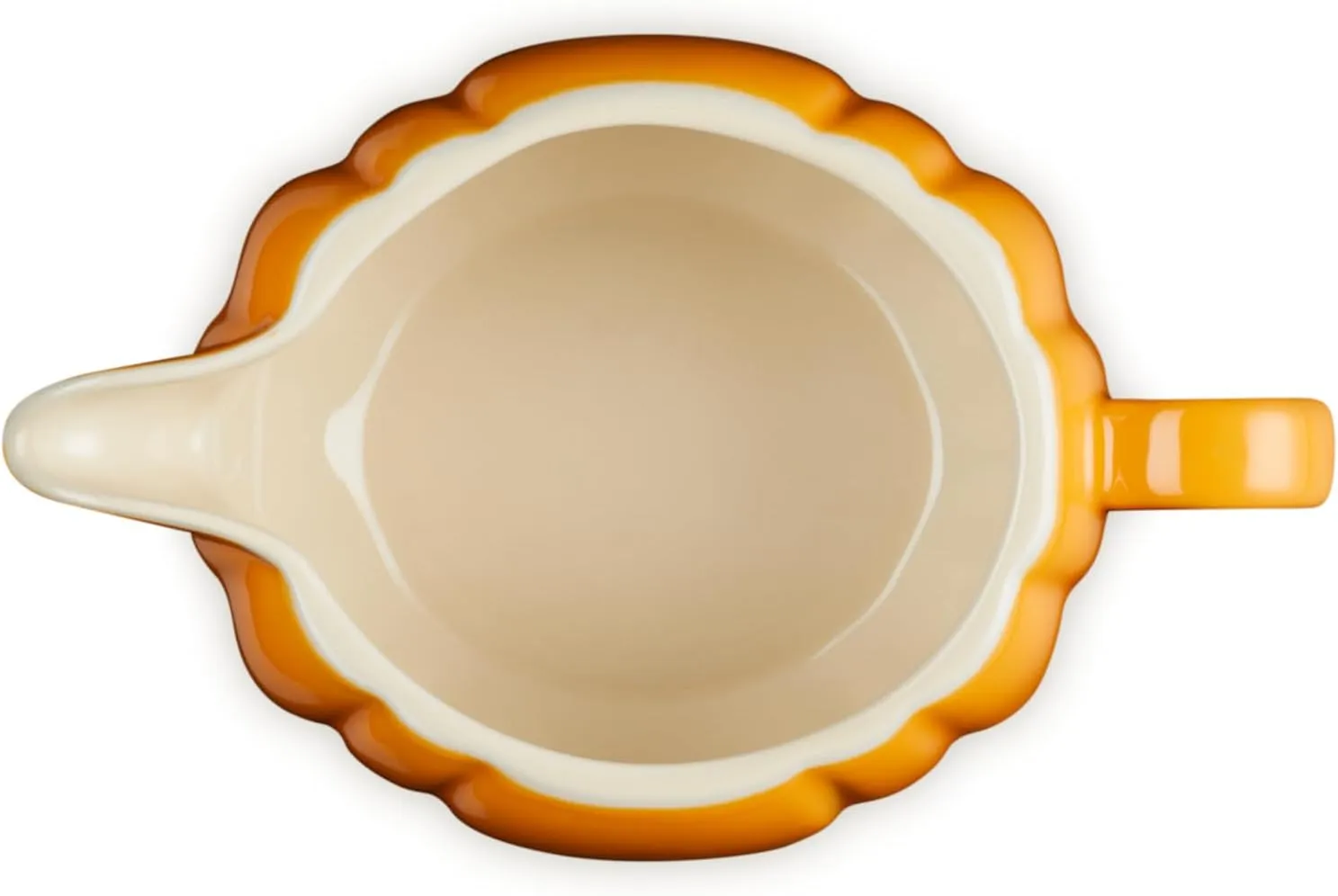 Le Creuset Stoneware Pumpkin Gravy Boat with Lid, 14 oz., Persimmon