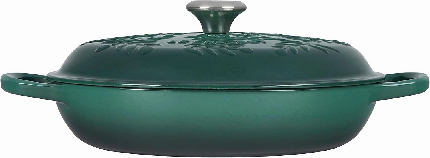 Le Creuset Olive Branch Collection Enameled Cast Iron Signature Braiser, 3.5 qt., Artichaut with Embossed Lid