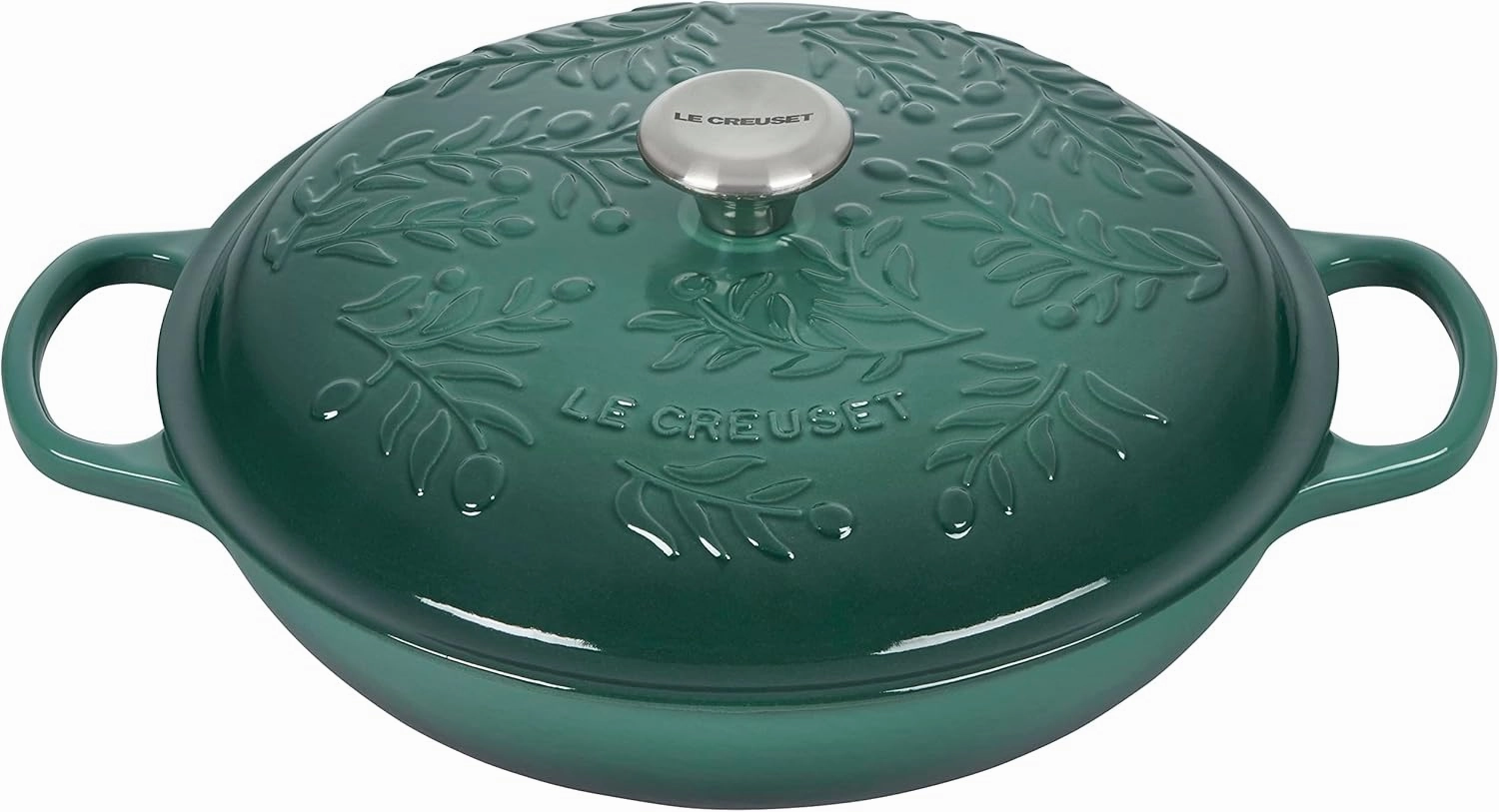 Le Creuset Olive Branch Collection Enameled Cast Iron Signature Braiser, 3.5 qt., Artichaut with Embossed Lid