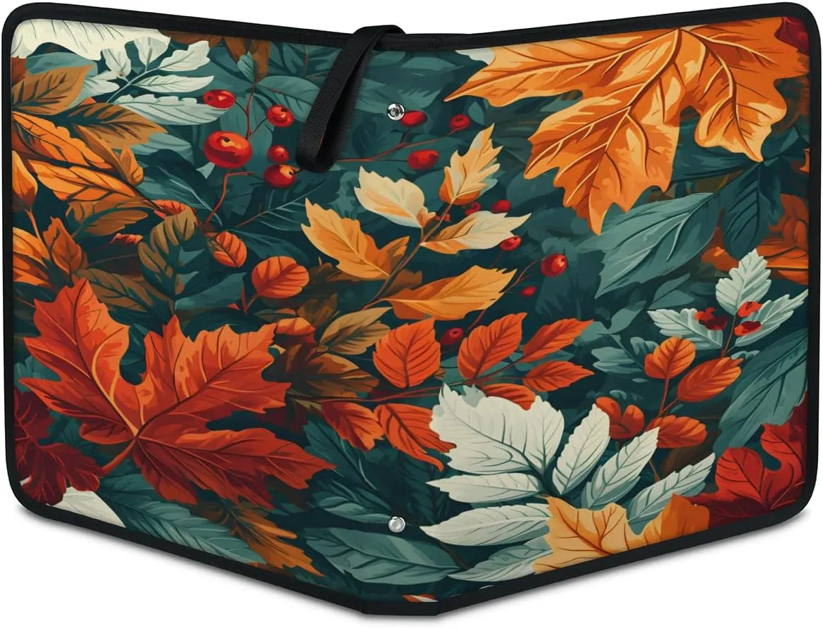 Leafy Fall Plants 3 Ring Trading Zipper Binder Strap, Trading Card Binder 4 Pocket, 400 Pockets Card Holder with 50 Removable Sleeves for Game Cards