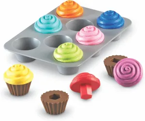 Learning Resources Smart Snacks Shape Sorting Cupcakes,17 Pieces, Ages 18 Months , Fine Motor, Color & Shape Recognition