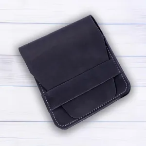 Leather Manicure Set Case Grooming Kit Organizer (Dark Blue)