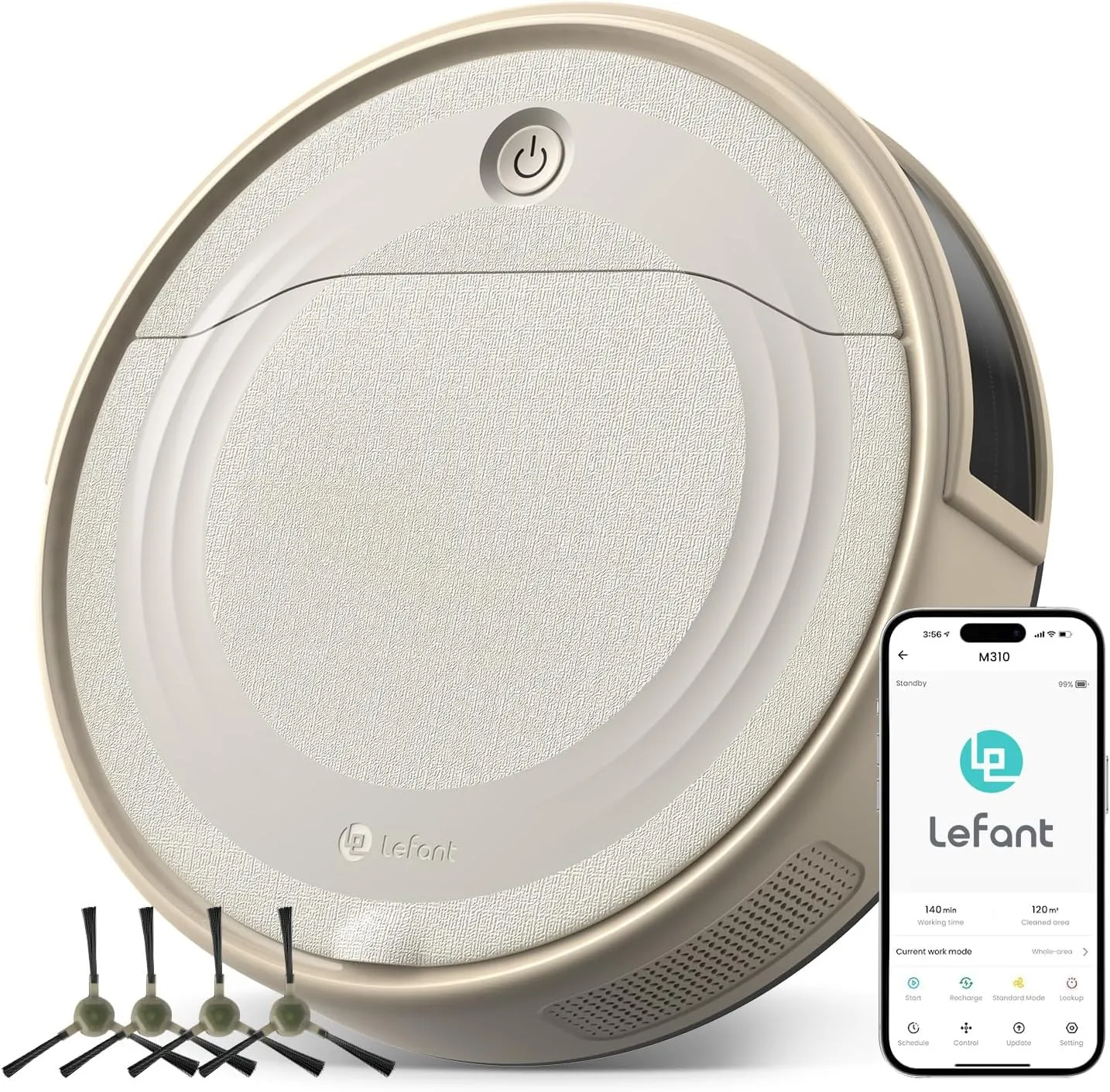 Lefant M310 Robot Vacuum Cleaner-4500Pa Suction, PreciSense Obstacle Avoidance, Brushless Motor, Quite, Slim, 160Mins, Self-Charging Robotic Vacuum, App/Wi-Fi/Alexa, Ideal for Pet Hair Hard Floor