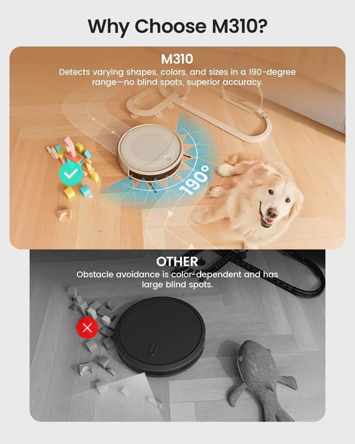 Lefant M310 Robot Vacuum Cleaner-4500Pa Suction, PreciSense Obstacle Avoidance, Brushless Motor, Quite, Slim, 160Mins, Self-Charging Robotic Vacuum, App/Wi-Fi/Alexa, Ideal for Pet Hair Hard Floor
