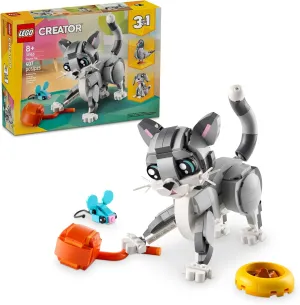 LEGO Creator 3 in 1 Playful Cat Toy - Building Toy with 3 Building Options, Cat, Dog, or Pigeon - Birthday Gift for Kids - Animal Figures for Kids, Girls and Boys, Ages 8  - 31163