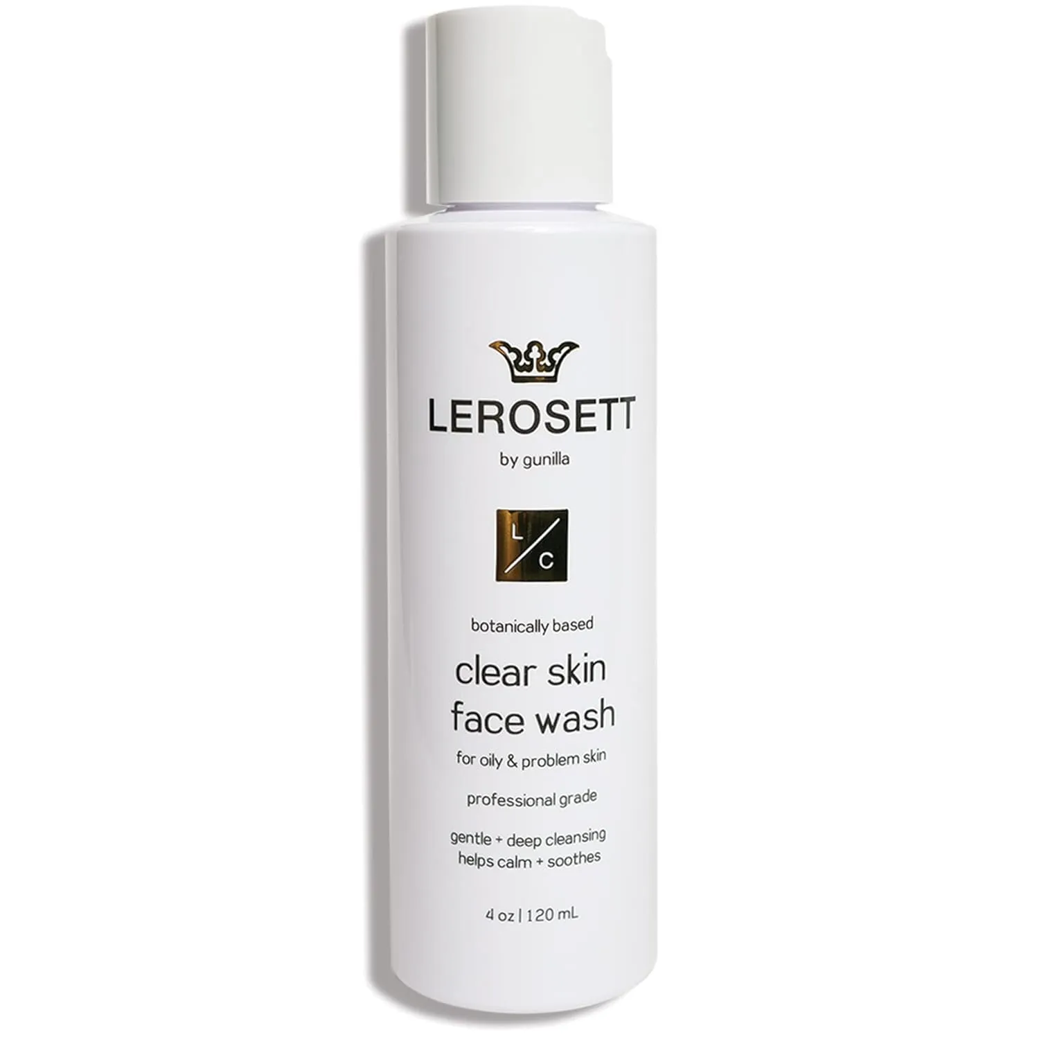 LEROSETT® Clear Skin Face Wash – Gentle Gel Cleanser with 60% Aloe-Rich Botanicals, 4% Glycolic Acid & Vit-E Microbeads – Fights Breakouts, Unclogs Pores, Balances Oil – Spa-Grade, Vegan – 4oz