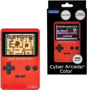 Lexibook, Cyber Arcade® Color, Portable Retro Game Console, 200 Action Games, Sport, Racing, Logic and Much More, 2.8" Color LCD Display, Red, JL2389