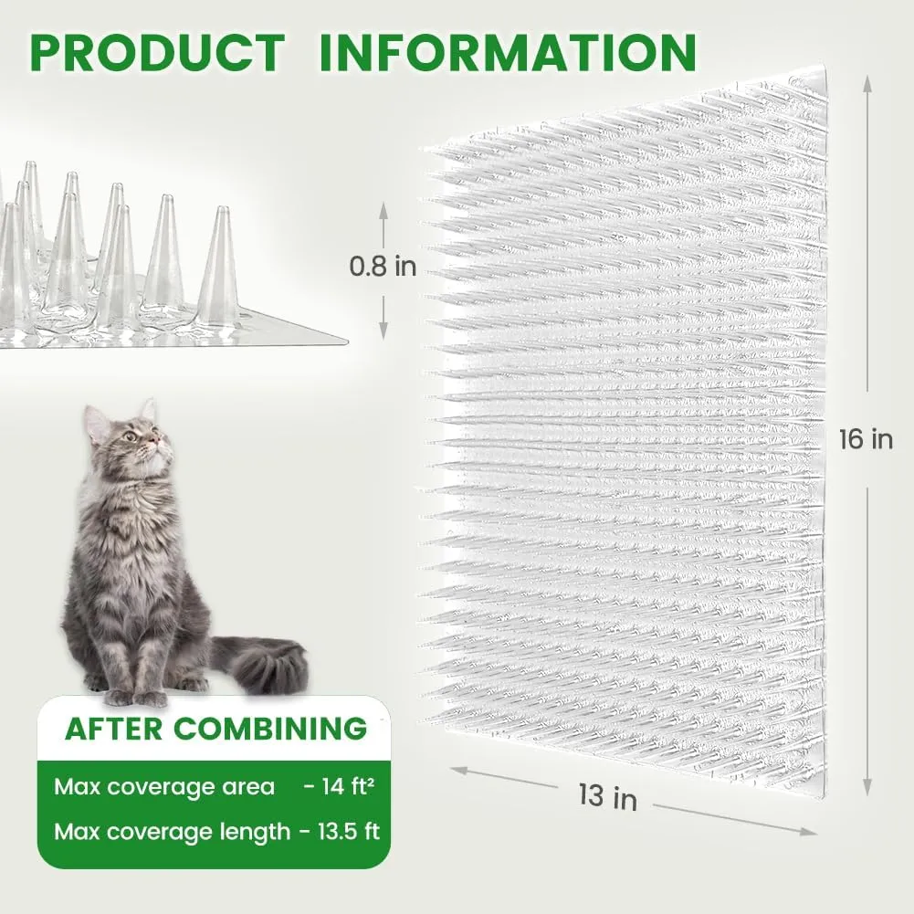 Ley's 10 Pack Scat Mat for Cats, 16x13 Inch Cat Deterrent Mat with Spikes, Indoor/Outdoor Pet Training Mat, Humane Repellent Animals, Keep Pets Off Furniture, Gardens & Lawns