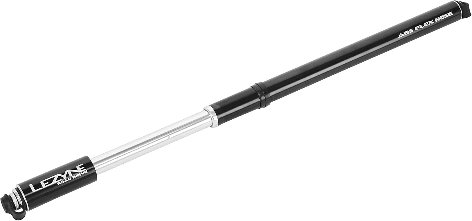 LEZYNE Road Drive Bicycle Tire Hand Pump, High Pressure 160psi, ABS Flex Hose, Presta & Schrader, Compact Bike Pump