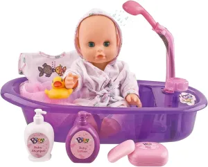 Liberty Imports Baby Bath Toys 13-Inch Little Newborn Doll Bath Set - Real Working Bathtub with Detachable Shower Spray and Accessories for Kids Pretend Play