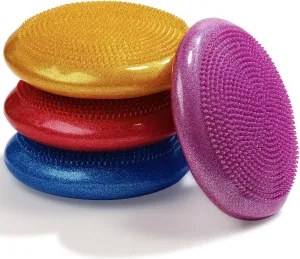 Libima 4 Pcs Glitter Wiggle Seat for Sensory Kids Inflated Wobble Cushion Sensory Seat Flexible Seating for Classroom Elementary, Balance Disc with Pump for Kids Adult Office Home