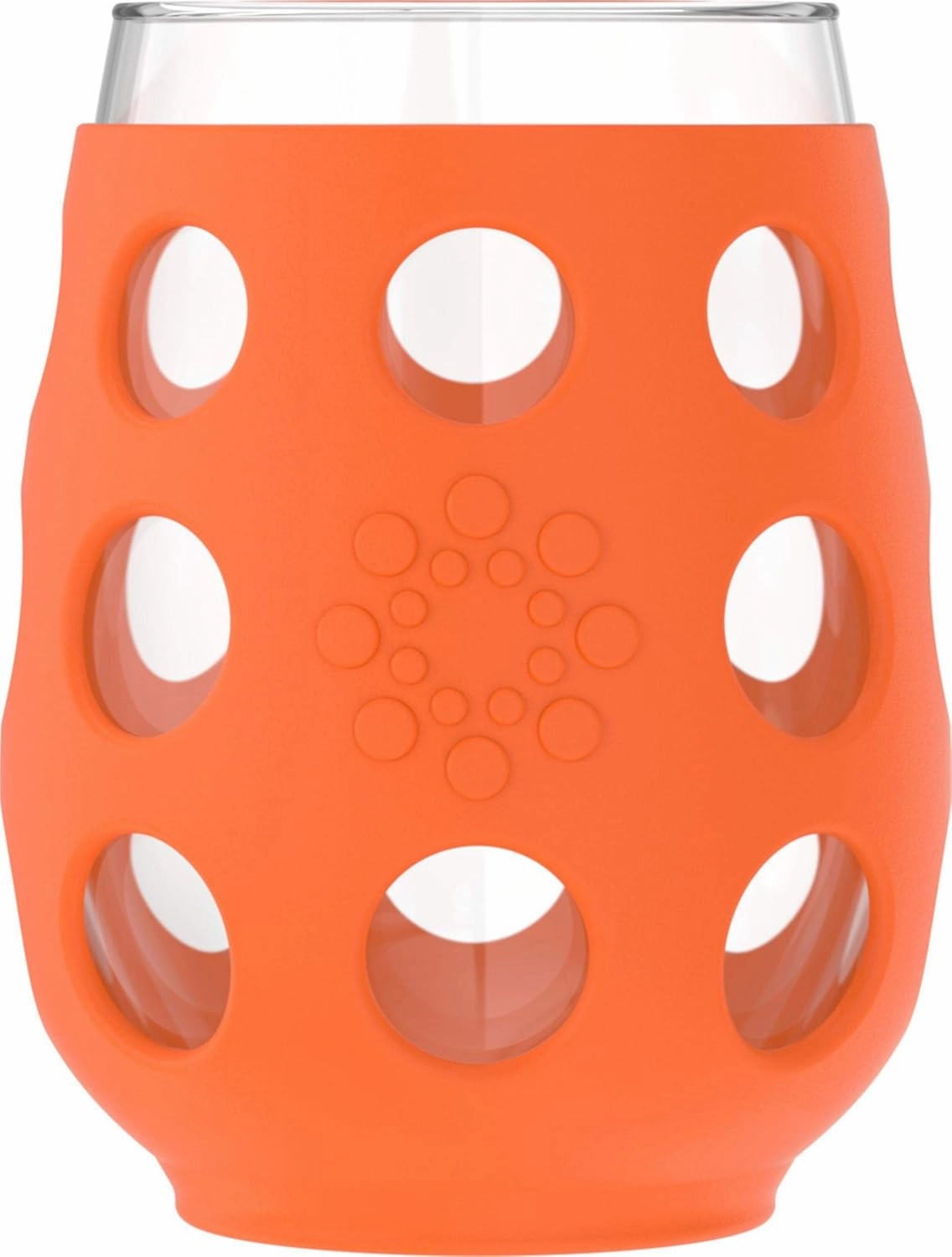Lifefactory Wine Glass with Protective Silicone Sleeve, 4 Count (Pack of 1), Orange, Cobalt, Grass Green and Huckleberry