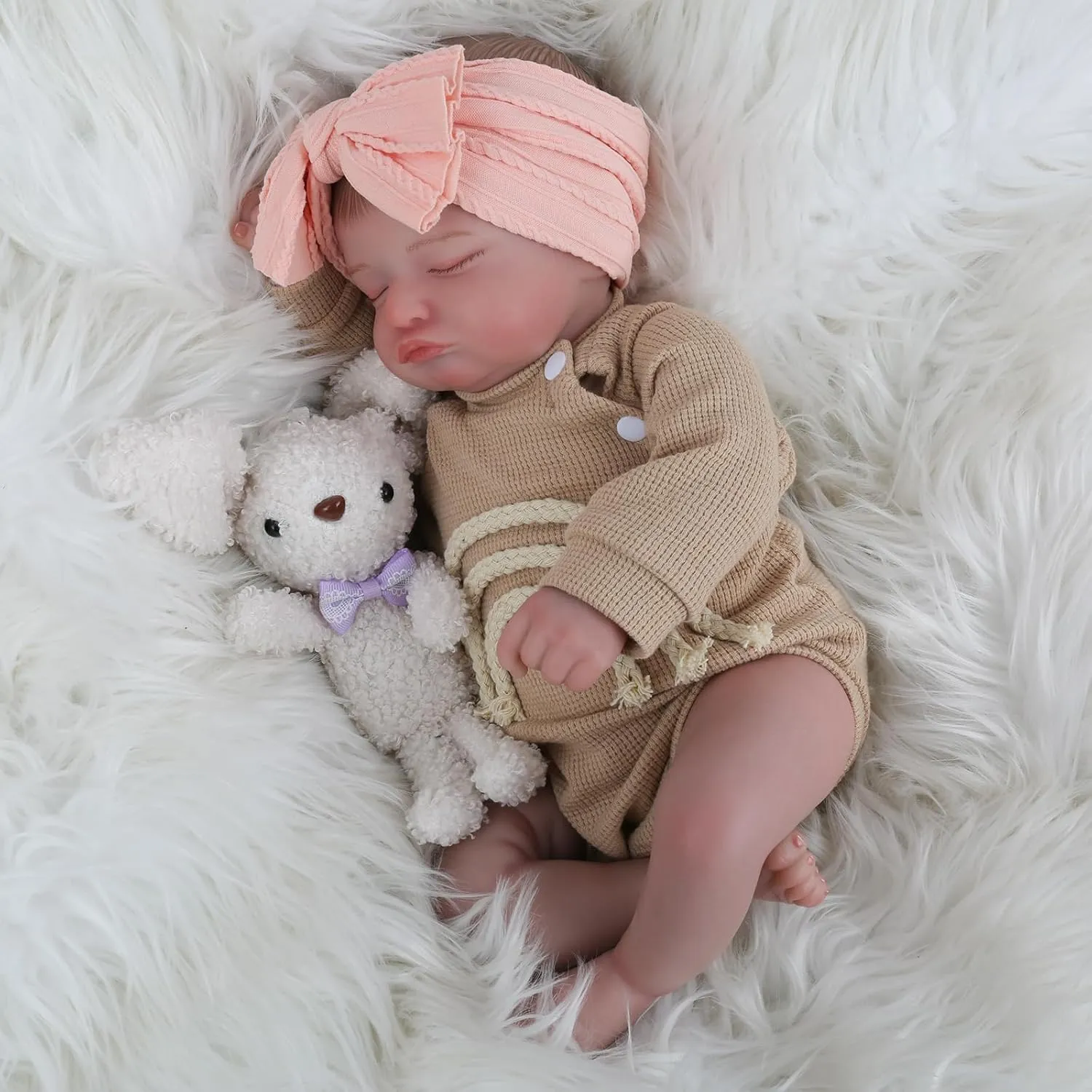 Lifelike Reborn Baby Dolls-20 inch Sleeping Realistic Newborn Baby Dolls, Soft Cloth Body with Feeding Toy for Kids Age 3  