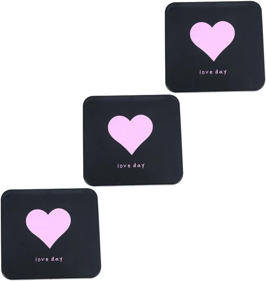LIFKOME 3Pcs Portable Small Dual Sided Cosmetics Mirror Foldable Heart Pattern Makeup Mirror for Travel Chic Design Present for