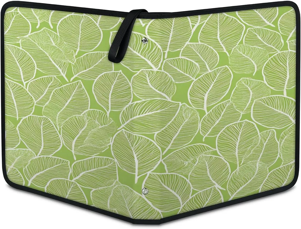 Light Green Leaf 3 Ring Trading Zipper Binder Strap, Trading Card Binder 9 Pocket, 900 Pockets Card Holder with 50 Removable Sleeves for Game Cards