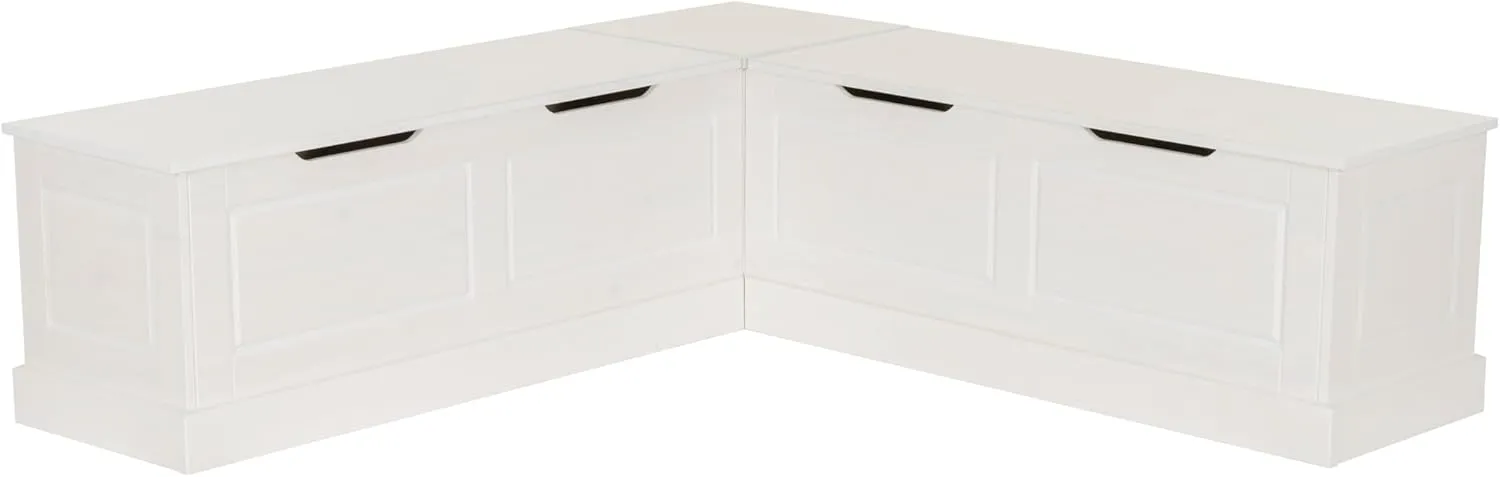 Linon Harris White Solid Pine Backless Nook with Interior Storage
