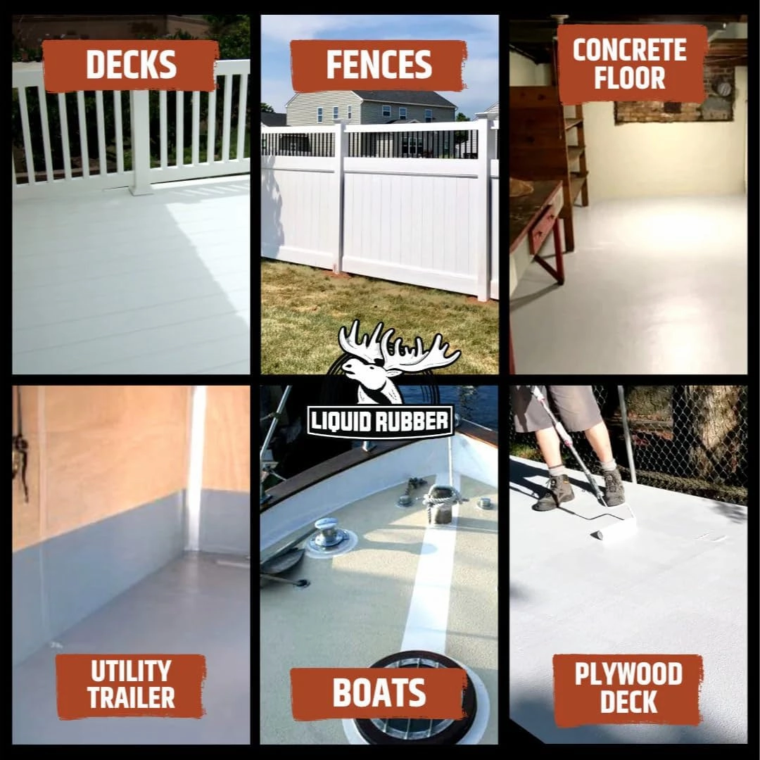 Liquid Rubber Polyurethane Deck Coating – 10X Stronger Than Traditional Deck Paint & Deck Stain – Flexible, Waterproof Sealant for Wood, Concrete & Plywood – Textured Finish – Stone Gray – 1 Gallon
