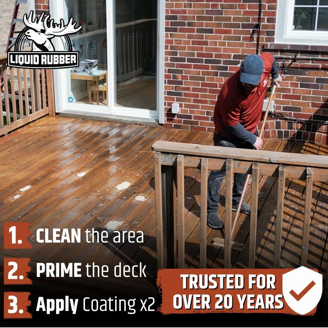 Liquid Rubber Polyurethane Deck Coating – 10X Stronger Than Traditional Deck Paint & Deck Stain – Flexible, Waterproof Sealant for Wood, Concrete & Plywood – Textured Finish – Stone Gray – 1 Gallon