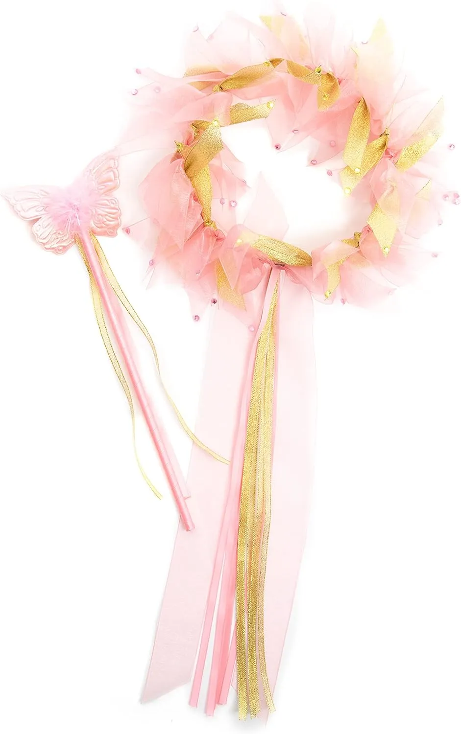 Little Adventures Fairy Princess Halo & Wand Child Accessory Set - Pretend Play and Party Accessories