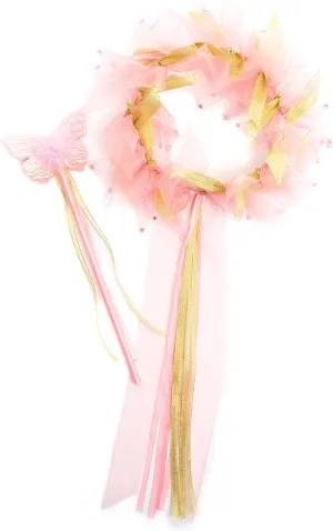 Little Adventures Fairy Princess Halo & Wand Child Accessory Set - Pretend Play and Party Accessories