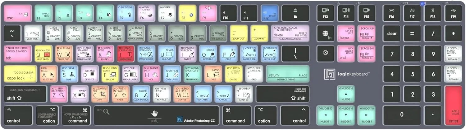 Logickeyboard 'Titan' Wireless Backlit Designed for Adobe Photoshop CC • p/n LKB-PHOTOCC-TM-US
